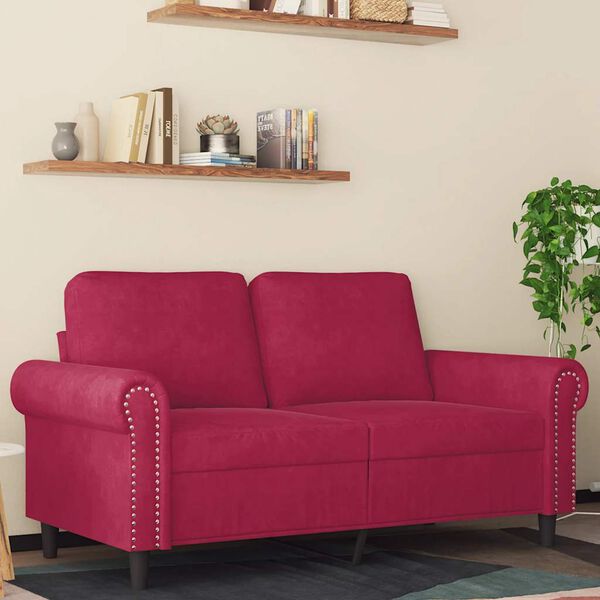 vidaXL Canap&eacute; &agrave; 2 places Rouge bordeaux 120 cm Velours