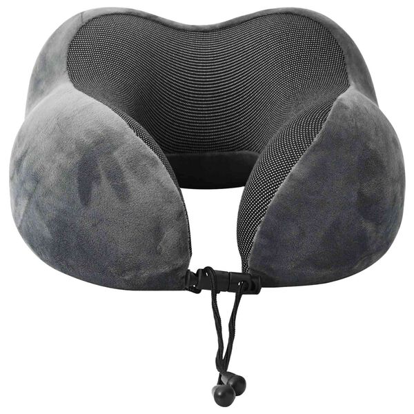 vidaXL Oreiller de Voyage pour le Cou R&eacute;glable Gris 27 x 26 x 14 cm