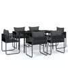vidaXL Ensemble &agrave; manger de jardin 7 pcs Noir