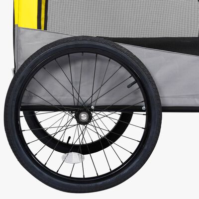 vidaXL Remorque de vélo pour chiens et poussette 2-en-1 jaune et gris