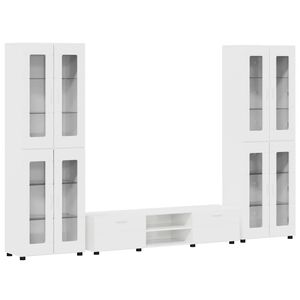 vidaXL Ensemble meuble TV FLORIN 3 pc Blanc brillant Bois d'ing&eacute;nierie