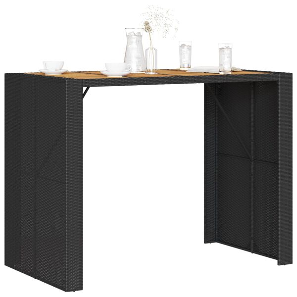 vidaXL Table de bar de jardin et dessus en bois acacia r&eacute;sine tress&eacute;e