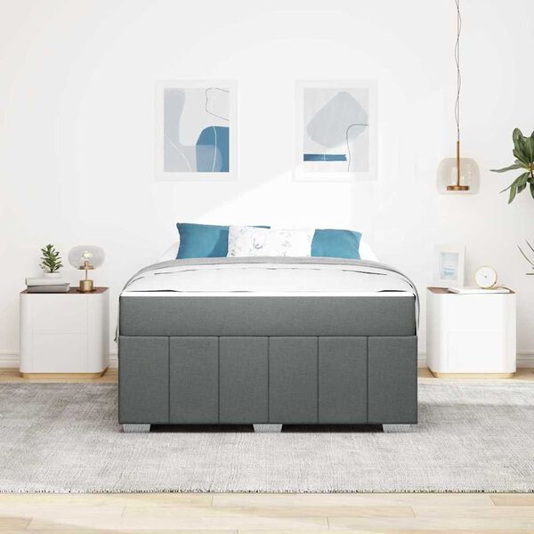 vidaXL Cadre de lit avec matelas Gris fonc&eacute; 160 x 200 cm tissu