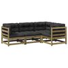 vidaXL Salon de jardin 4 pcs avec coussins bois de pin impr&eacute;gn&eacute;