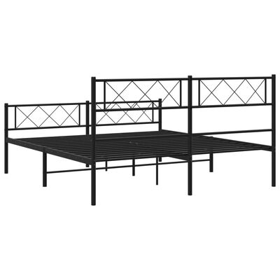 vidaXL Cadre de lit métal sans matelas avec pied de lit noir 120x200cm