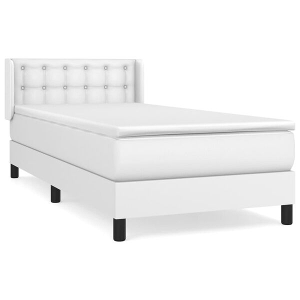 vidaXL Sommier &agrave; lattes de lit avec matelas Blanc 90x190 cm Similicuir