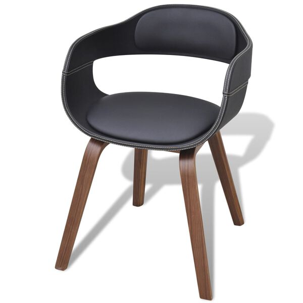 vidaXL Chaises &agrave; manger lot de 6 noir bois courb&eacute; et similicuir
