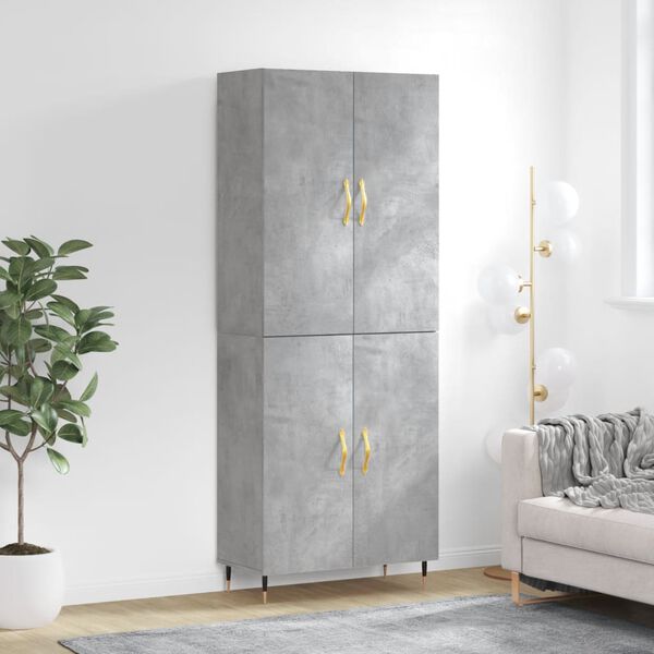 vidaXL Buffet haut Gris b&eacute;ton 69,5x34x180 cm Bois d'ing&eacute;nierie