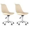 vidaXL Chaises pivotantes &agrave; manger lot de 2 Cr&egrave;me Tissu