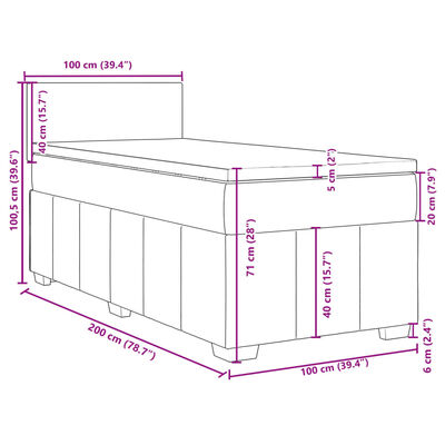 vidaXL Sommier à lattes de lit avec matelas Gris clair 100x200cm Tissu