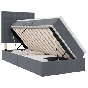 vidaXL Lit avec rangement et LED Gris fonc&eacute; 90 x 190 cm Velours