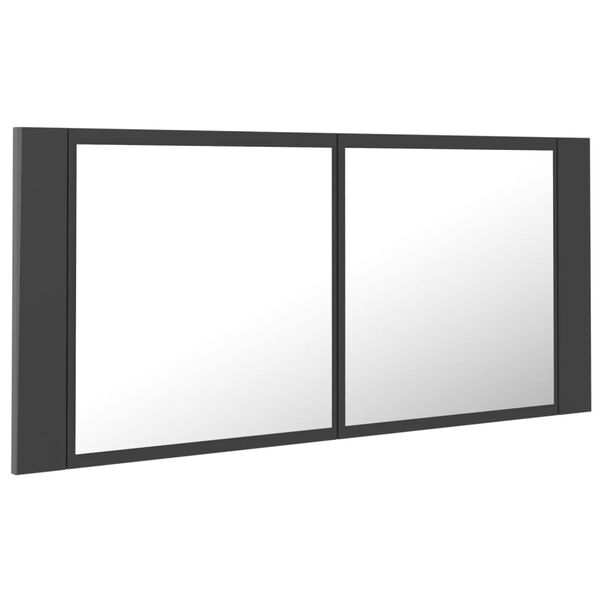 vidaXL Armoire de salle de bain &agrave; miroir LED Gris 100x12x45 Acrylique