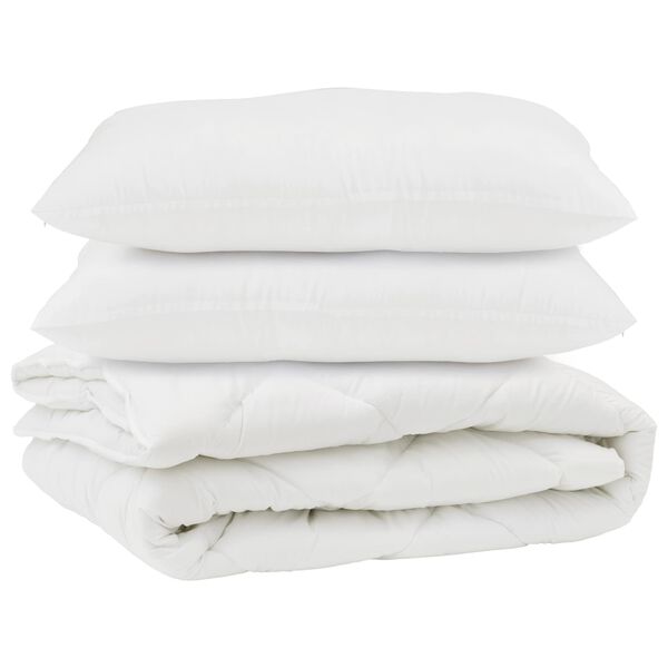 vidaXL Couette avec oreiller 3 pcs Blanc Microfibre