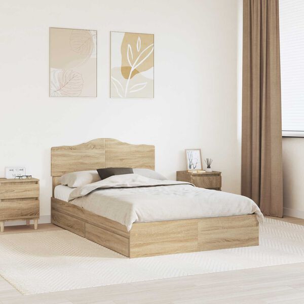 vidaXL Lit de Rangement Ch&ecirc;ne Sonoma 120 x 200 cm Bois d'ing&eacute;nierie