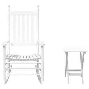 vidaXL Chaise &agrave; bascule avec table pliable blanc bois massif peuplier