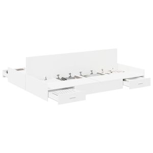 vidaXL Cadre de lit avec rangement avec tiroir Blanc 160 x 200 cm