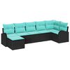 vidaXL Ensemble de Canap&eacute;s 7 pc Noir et turquoise polyrotin
