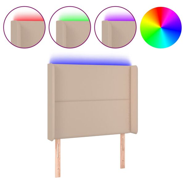 vidaXL T&ecirc;te de lit &agrave; LED Cappuccino 103x16x118/128 cm Similicuir