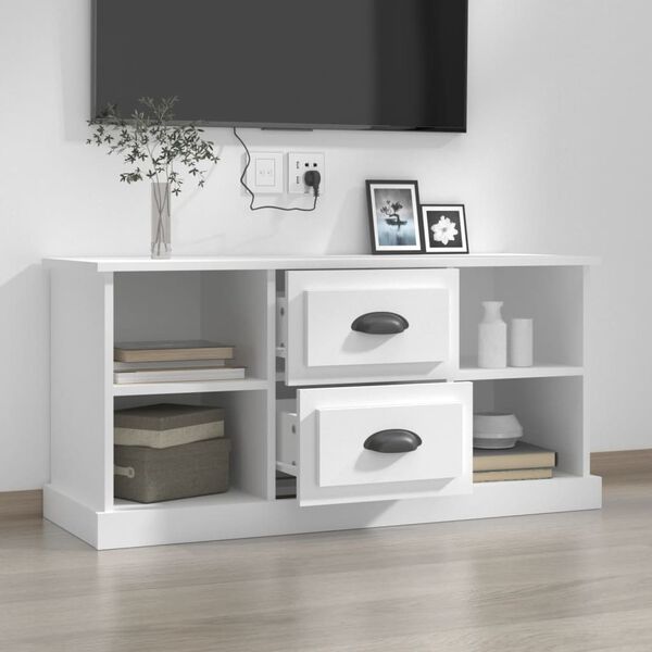 vidaXL Meuble TV blanc 99,5x35,5x48 cm bois d'ing&eacute;nierie