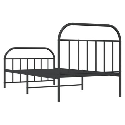 vidaXL Cadre de lit métal sans matelas et pied de lit noir 100x200 cm