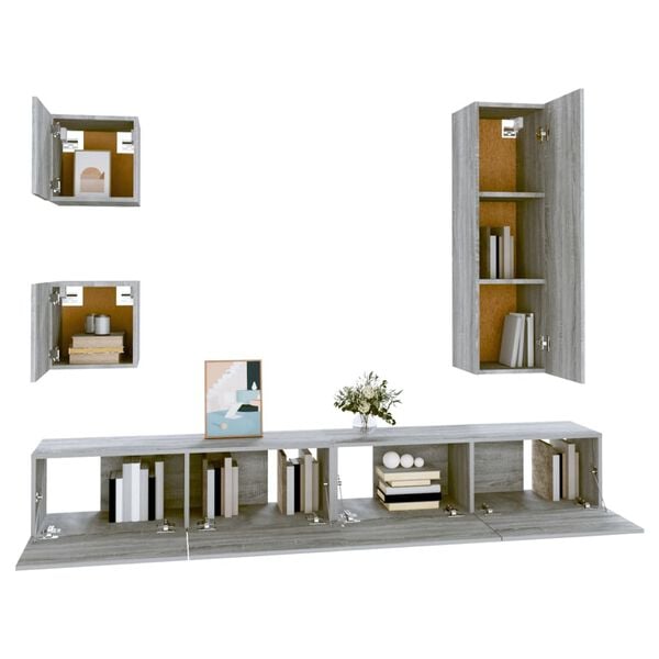 vidaXL Ensemble de meubles TV 5 pcs Sonoma gris Bois d'ing&eacute;nierie