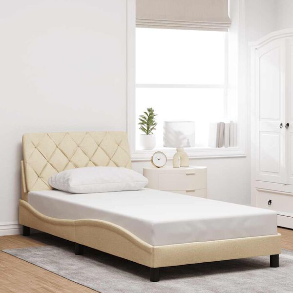 vidaXL Cadre de lit sans matelas cr&egrave;me 100x200 cm tissu
