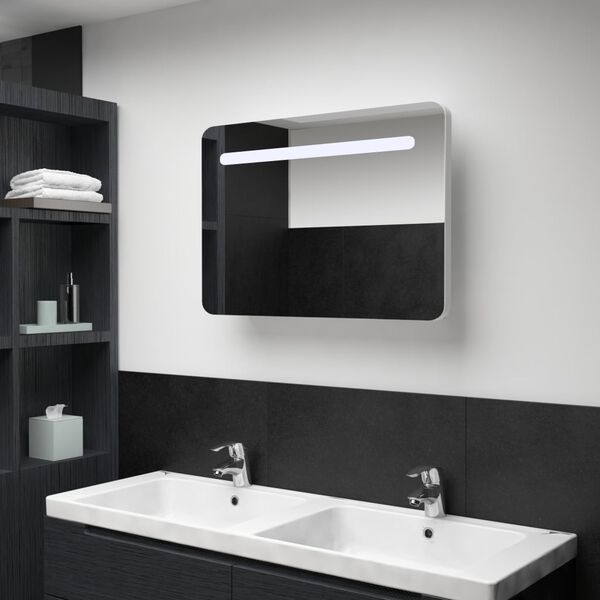vidaXL Armoire de salle de bain &agrave; miroir LED 80x9,5x55 cm
