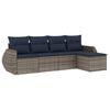 vidaXL Ensemble de canap&eacute; de jardin 5 pcs avec coussins gris r&eacute;sine tress&eacute;e