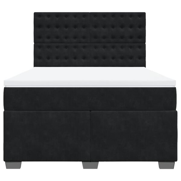 vidaXL Sommier &agrave; lattes de lit et matelas Noir 160x200 cm Velours