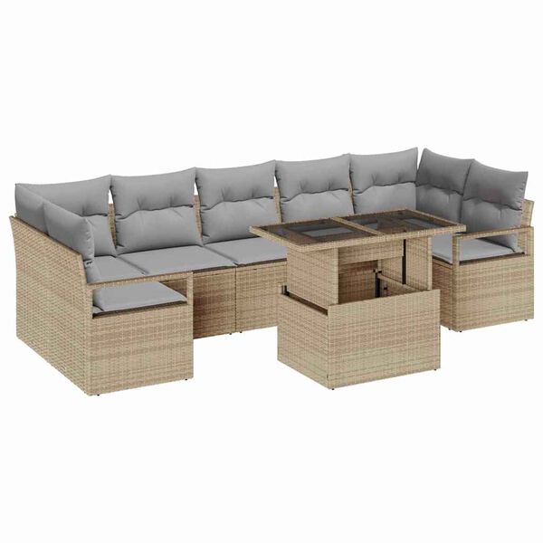 vidaXL Ensemble de canap&eacute; de jardin 8 pcs Beige et Gris clair