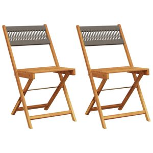 vidaXL Chaises pliantes (lot de 2) en bois massif d'acacia gris et corde
