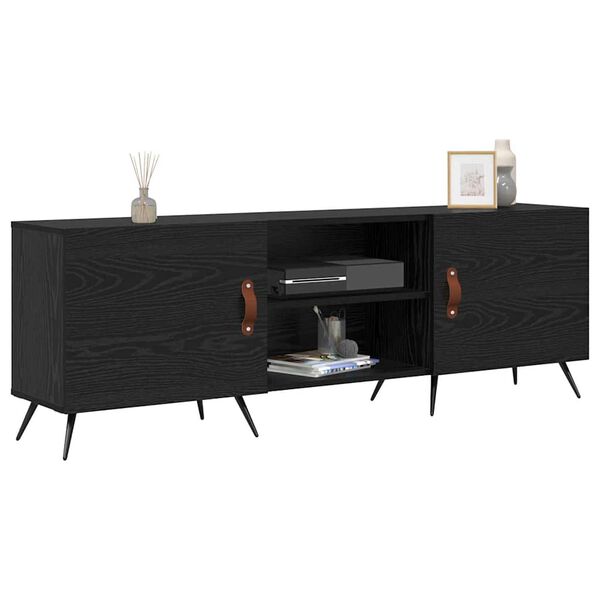 vidaXL Meuble TV Ch&ecirc;ne noir 150 x 30 x 50 cm Bois d'ing&eacute;nierie