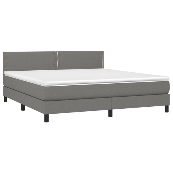 vidaXL Sommier &agrave; lattes de lit et matelas et LED Gris fonc&eacute; 160x200 cm