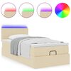 vidaXL Cadre de lit ottoman avec matelas cr&egrave;me 80x200 cm tissu