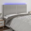 vidaXL T&ecirc;te de lit &agrave; LED Gris clair 180x5x118/128 cm Tissu