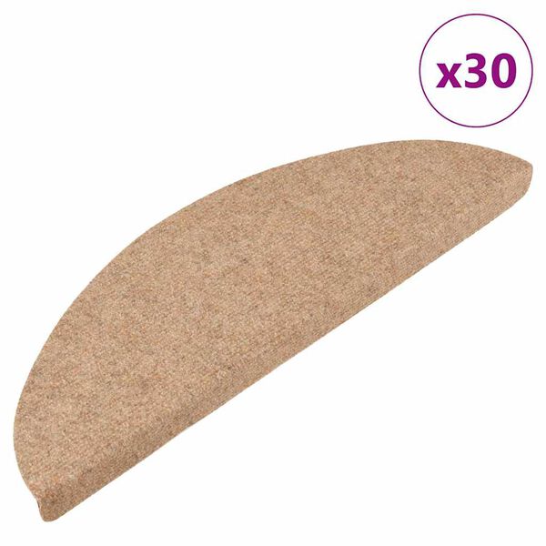 vidaXL Tapis d'escalier auto-adh&eacute;sifs 30 pcs beige 56x17x3 cm