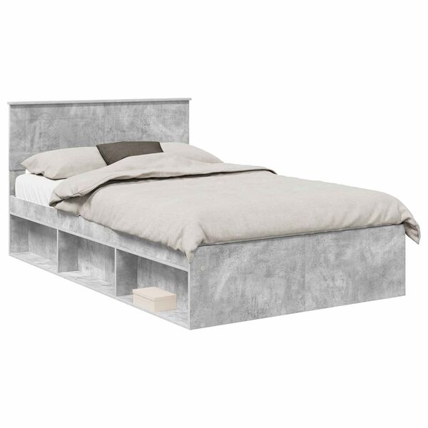 vidaXL Cadre de lit B&eacute;ton 120 x 190 cm Bois d'ing&eacute;nierie
