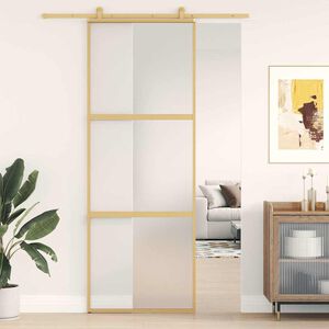 vidaXL Porte coulissante dor&eacute; 76x205 cm verre ESG d&eacute;poli et aluminium