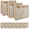 vidaXL Sacs en jute avec poche 10 Naturel et Blanc 26 x 22 x 14 cm