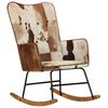 vidaXL Chaise &agrave; bascule Marron Cuir v&eacute;ritable
