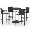 vidaXL Ensemble de bar de jardin 5 pcs Résine tressée Noir