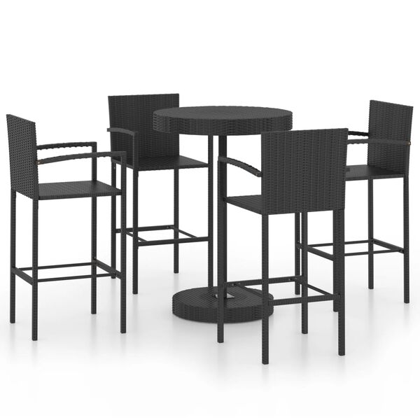 vidaXL Ensemble de bar de jardin 5 pcs Résine tressée Noir