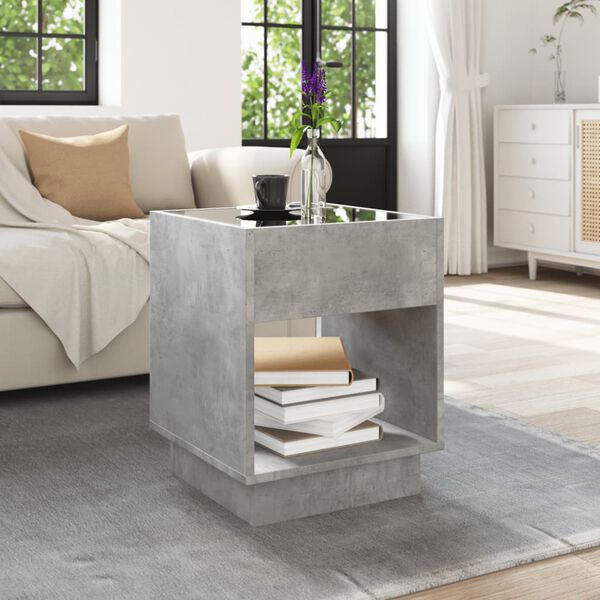 vidaXL Table basse avec LED infini gris b&eacute;ton 40x40x50 cm