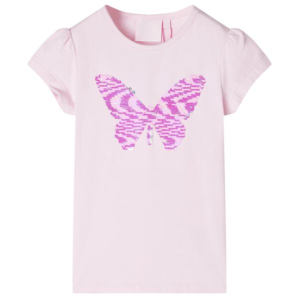 T-shirt pour enfants &agrave; mancherons rose p&acirc;le 116