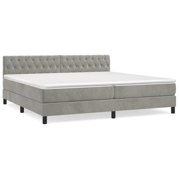 vidaXL Sommier &agrave; lattes de lit et matelas Gris clair 200x200cm Velours