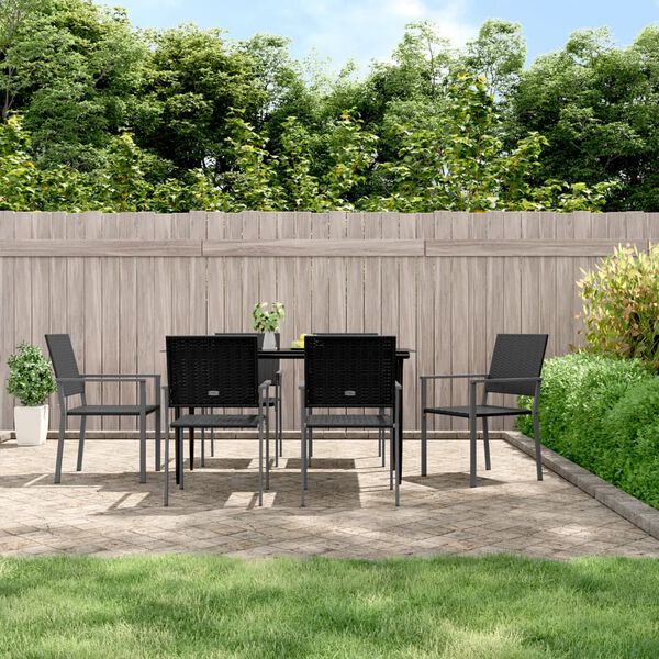 vidaXL Ensemble &agrave; manger de jardin 7 pcs r&eacute;sine tress&eacute;e acier