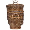 vidaXL Panier &agrave; plantes avec stockage 3 pcs Marron Rattan Kubu