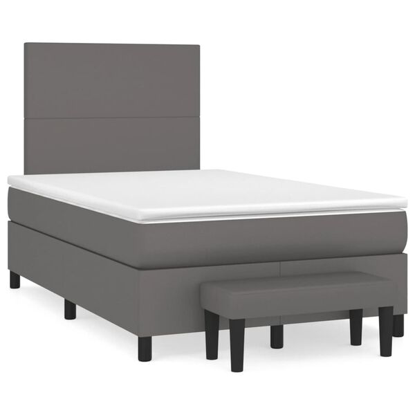 vidaXL Sommier &agrave; lattes de lit avec matelas gris 120x190 cm similicuir