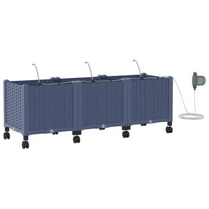 vidaXL Porte-plante de jardin avec irrigation et roues 3 pc Gris PP