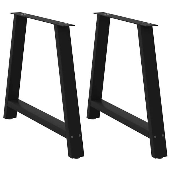 vidaXL Pieds de table &agrave; manger en forme de A, 2 pi&egrave;ces, noir, 90 x (72-73) cm, acier